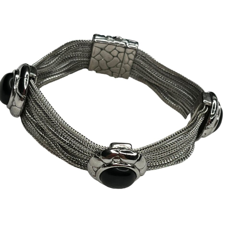 Vintage Silver & Black Stone  Bracelet - Picture 5 of 8